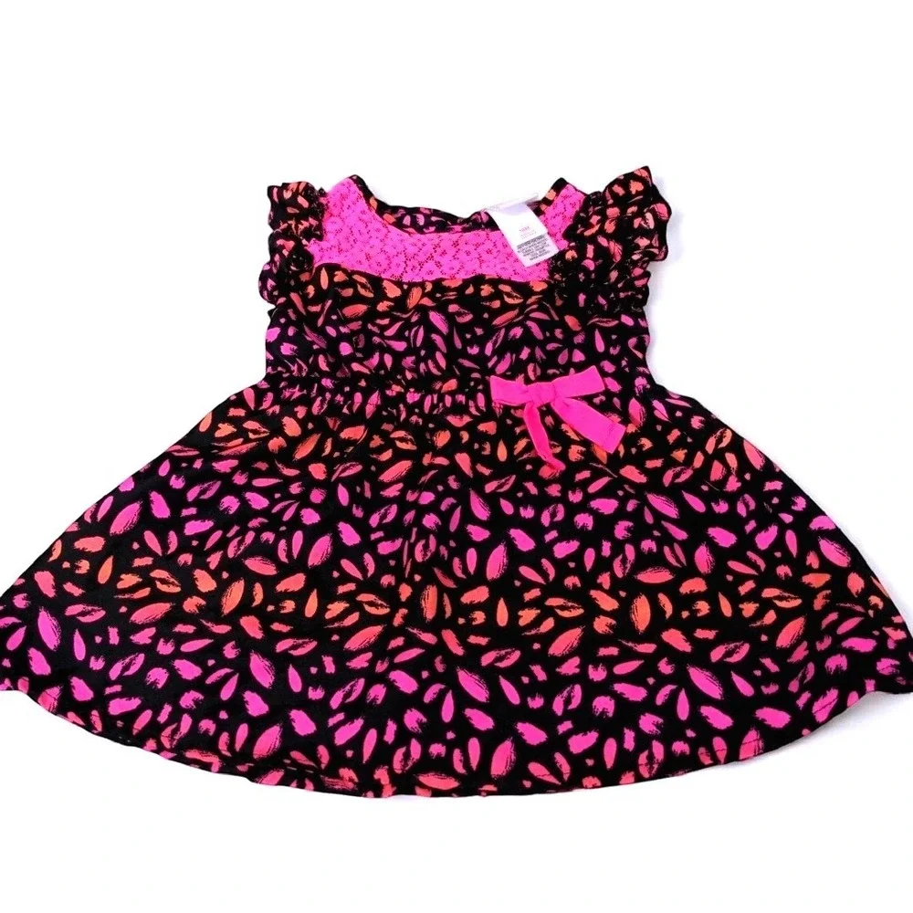Vintage Circo Baby Girl Dress 18M Black Pink‎ Lace Floral Party Sun Dress Target